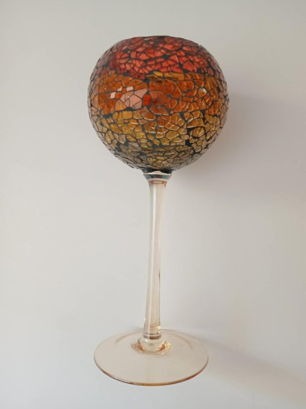 Partylite Siena Lights Stemmed Crackled Amber Tea-light Holders Set of 2 - Picture 10 of 10